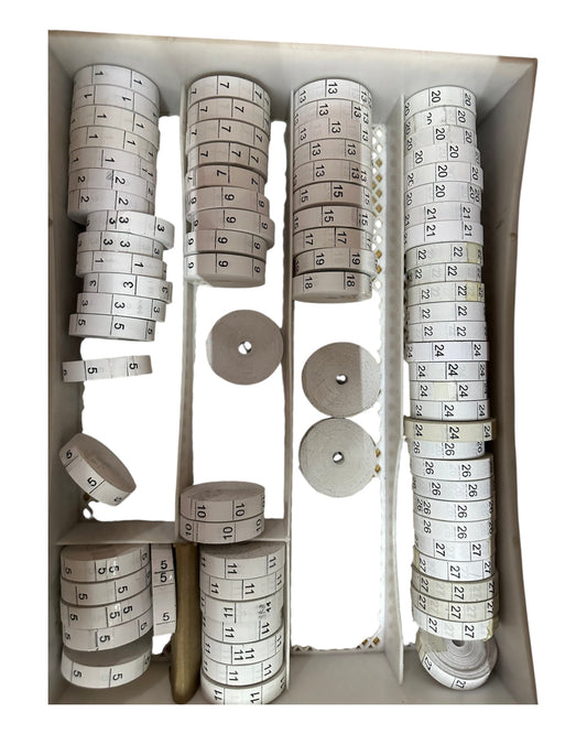 Rollos Etiquetas de medidas de tallas y por numeración