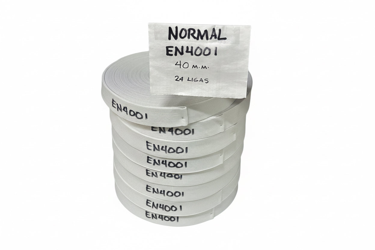 Elástico normal 40 mm — rollo 50metros—blanco
