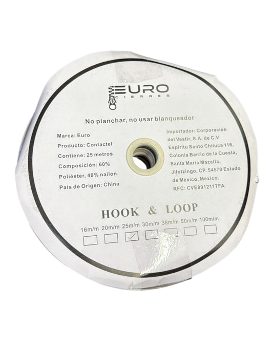 Rollo Velcro/ Contactel/25mm Blanco/ 25 metros