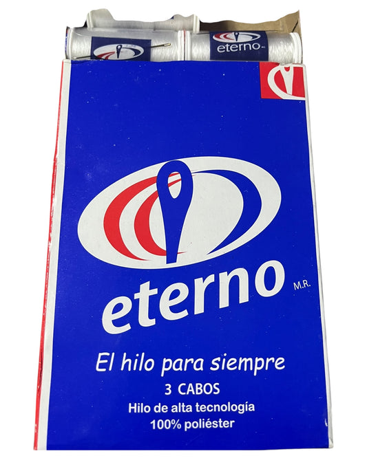 Caja con 12 piezas de hilo ETERNO – calibre 80/3 – color blanco. Modista