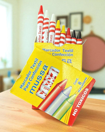 Marcador Textil para Confección Mussa – Caja con 8 colores