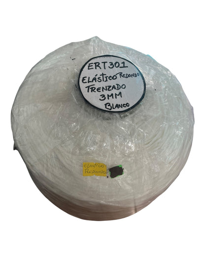 Elástico redondo trenzado 3mm blanco .