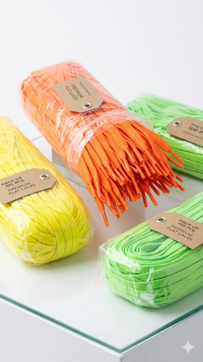 Cinta/cordón plano y redondo— paquete 100 piezas . Varios colores