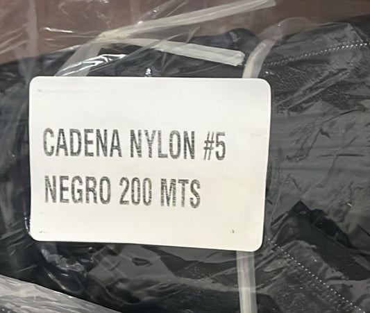 Cadena Nylon #5 Negro – Rollo 200 mts con 600 Jaladores
