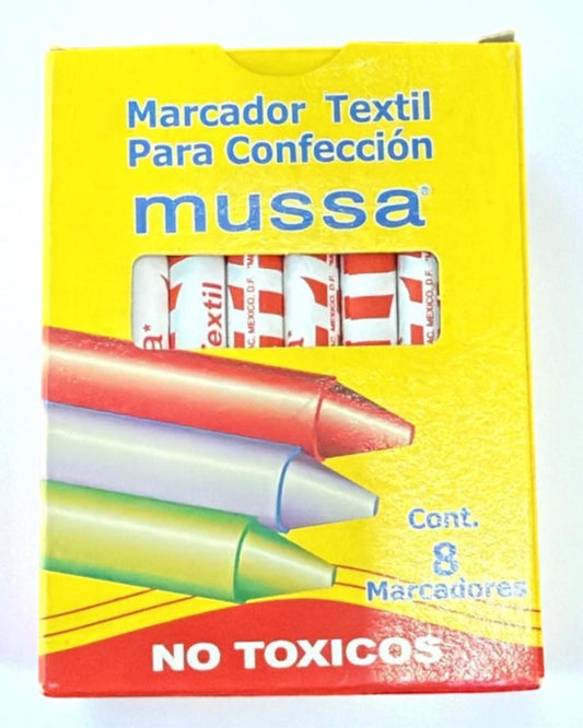 Marcador Textil para Confección Mussa – Caja con 8 colores