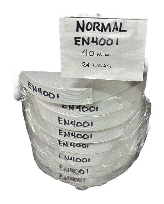 Elástico Normal Blanco 40 mm —24 ligas 50metros