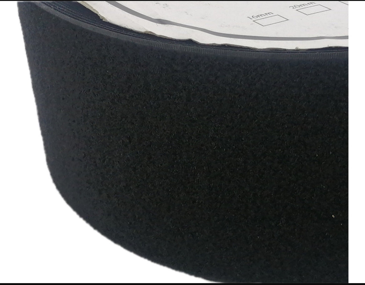 Rollo Velcro / Contactel Gancho y Felpa – Color Negro 50 mm x 25 metros